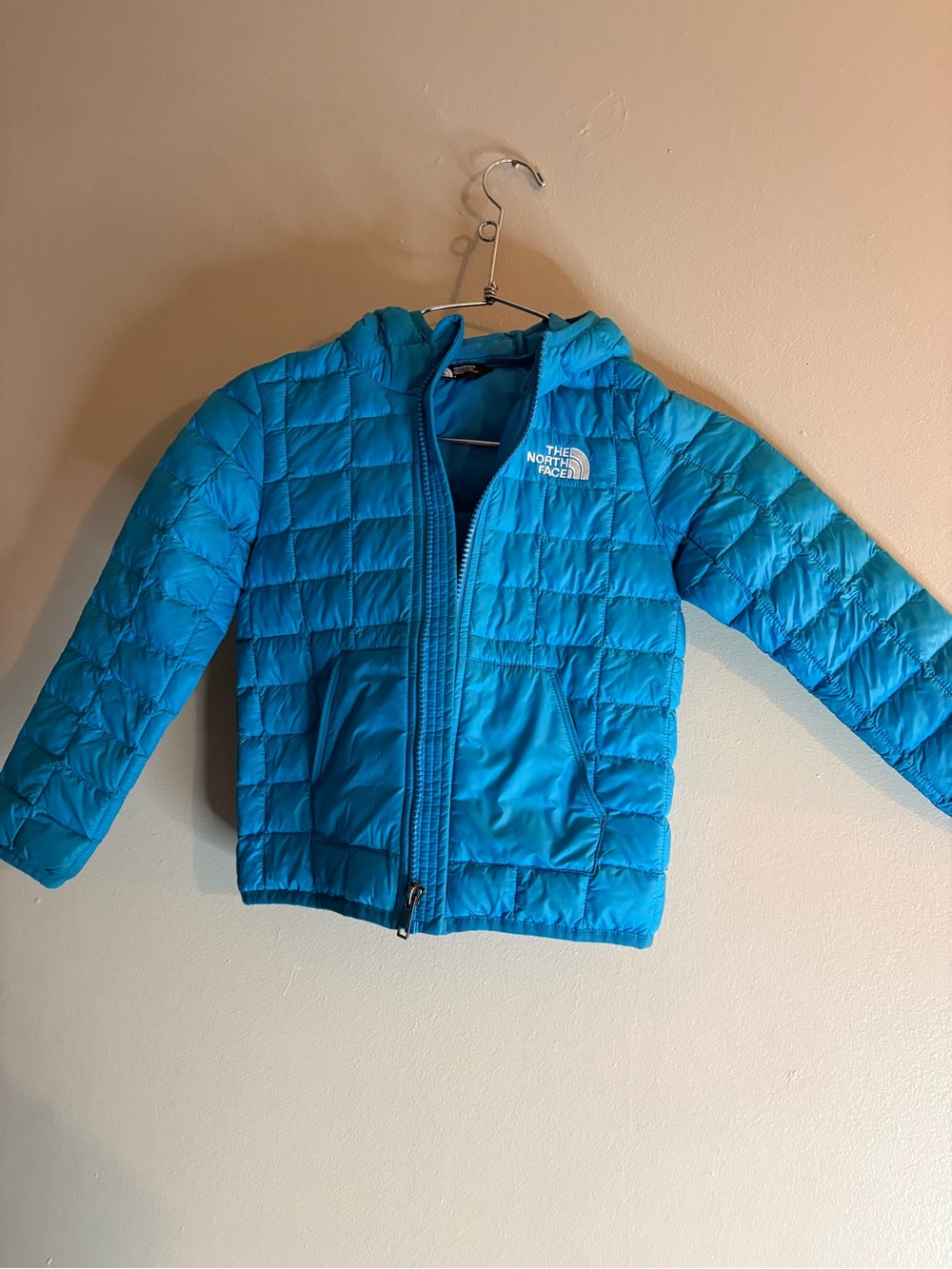 The North Face Turquoise Hooded Quilted Puffer Jacket